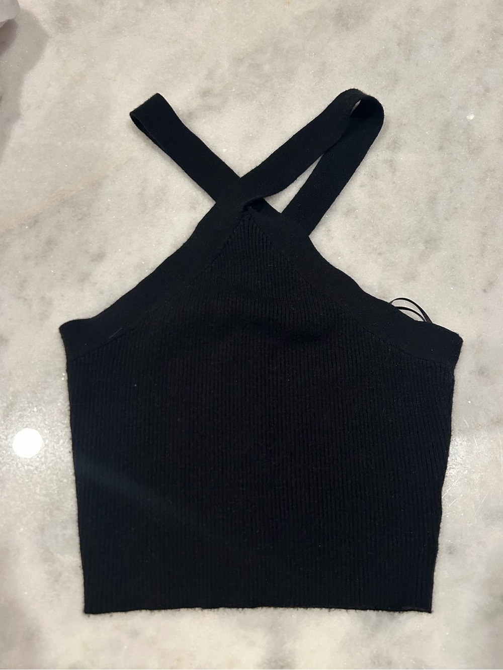 Kendall and Kyle Black Knit Crossback Crop Tank Top